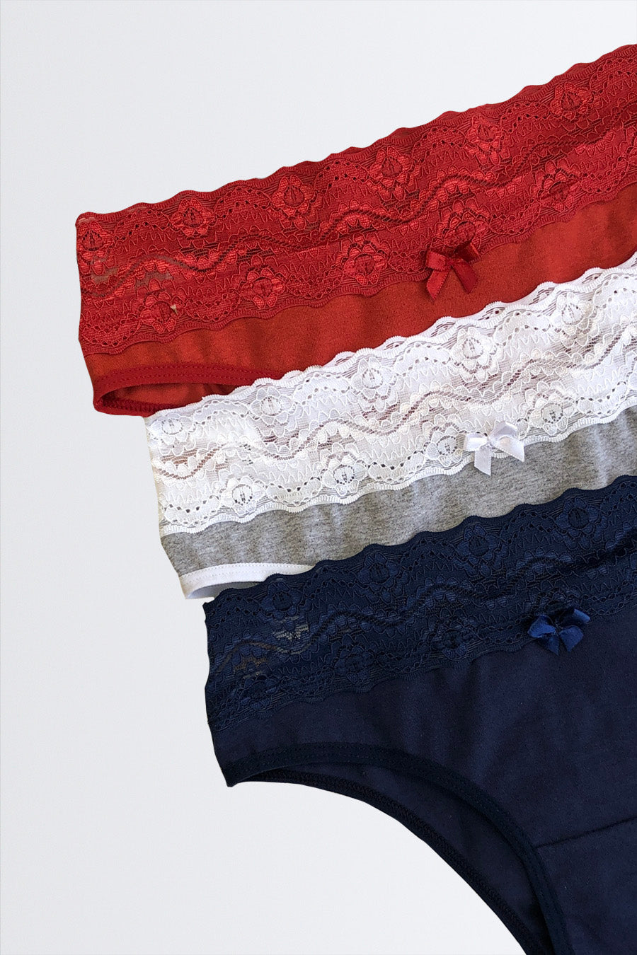 03599 - Kit 3 - Calcinha Cotton Cós Renda