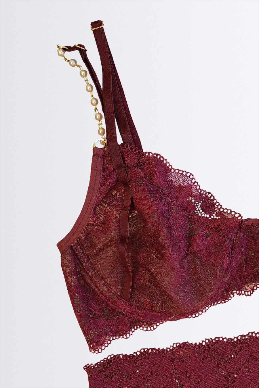 04289 - Conjunto Sexy sem Bojo e Aro Todo em Renda com Calcinha Alta