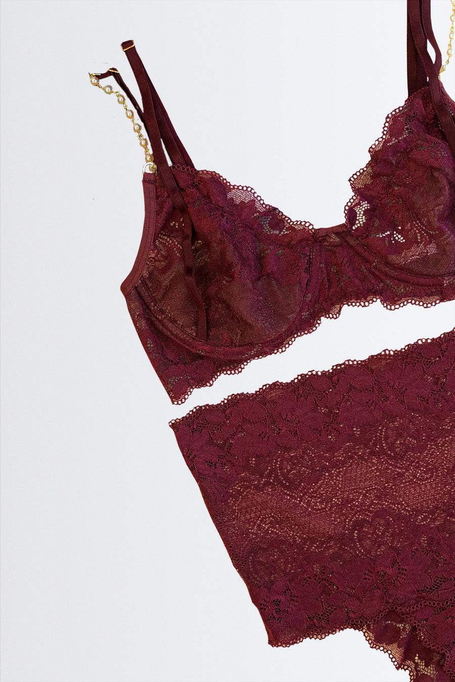 04289 - Conjunto Sexy sem Bojo e Aro Todo em Renda com Calcinha Alta