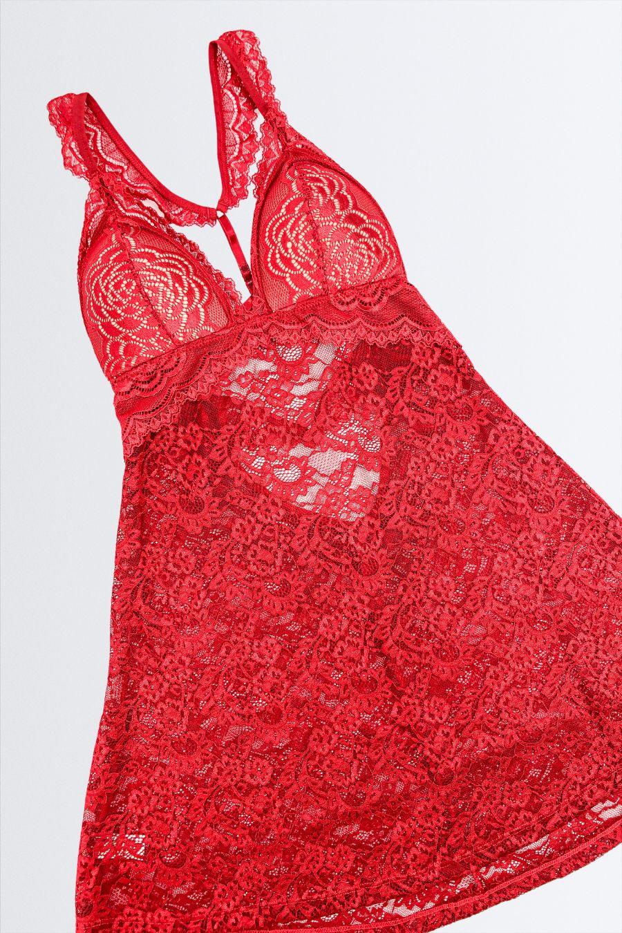 Camisola de Rendão + Calcinha Fio - Nuance