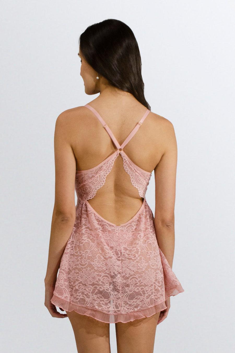 Conjunto Camisola Plissada + Calcinha Rendão - Nuance