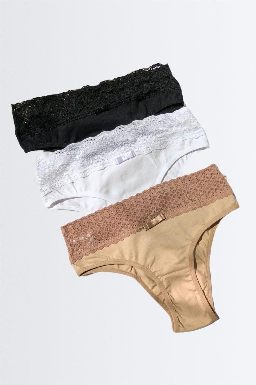 Kit 3 - Calcinha Cotton Cós Renda - Nuance