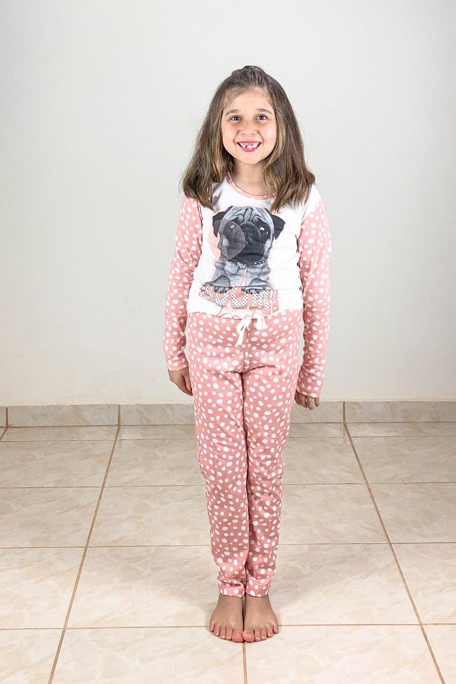 Pijama Infantil Longo Poá com Branco - Nuance