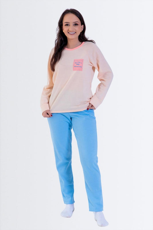 Pijama Longo Feminino Moletinho Confortável - Nuance