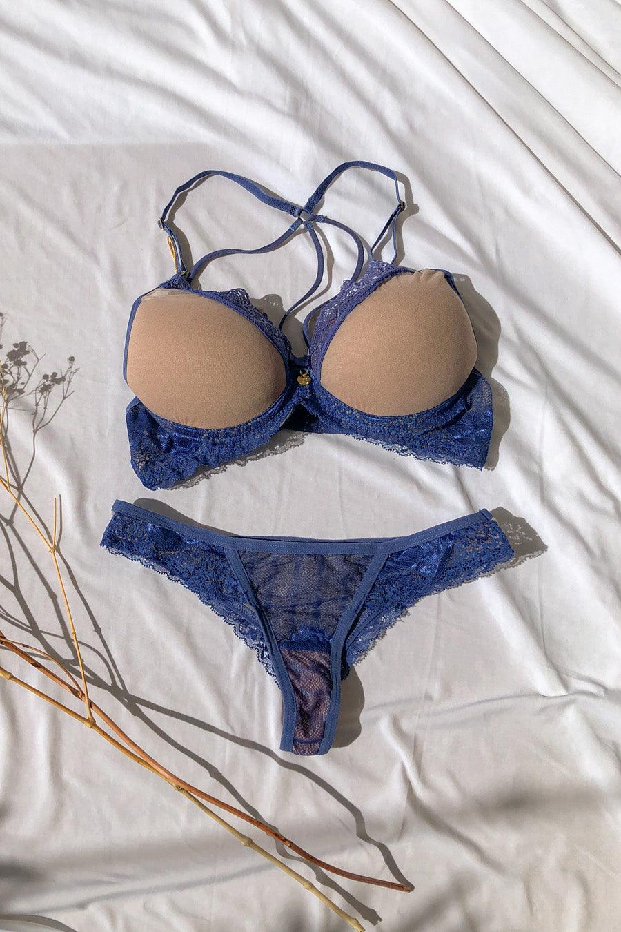 Sutiã Strappy Costas com Calcinha Fio Duplo - Conjunto Sensual - Nuance