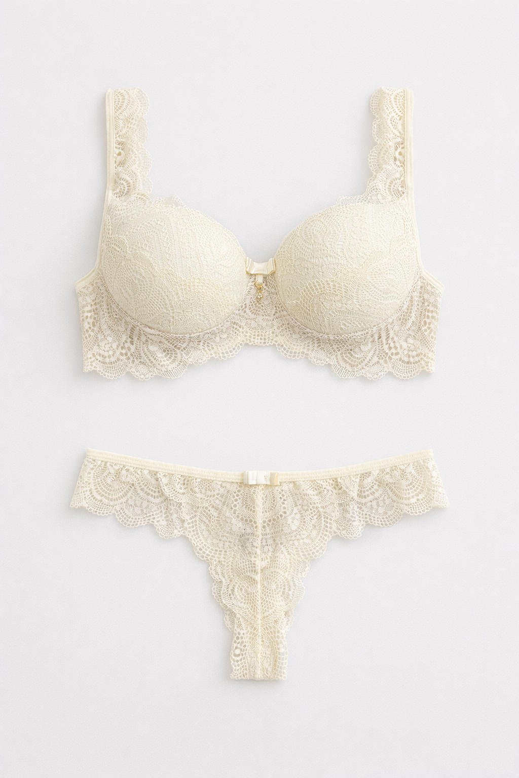 03334 -Sutiã com Base e Alças em Renda e Calcinha Fio