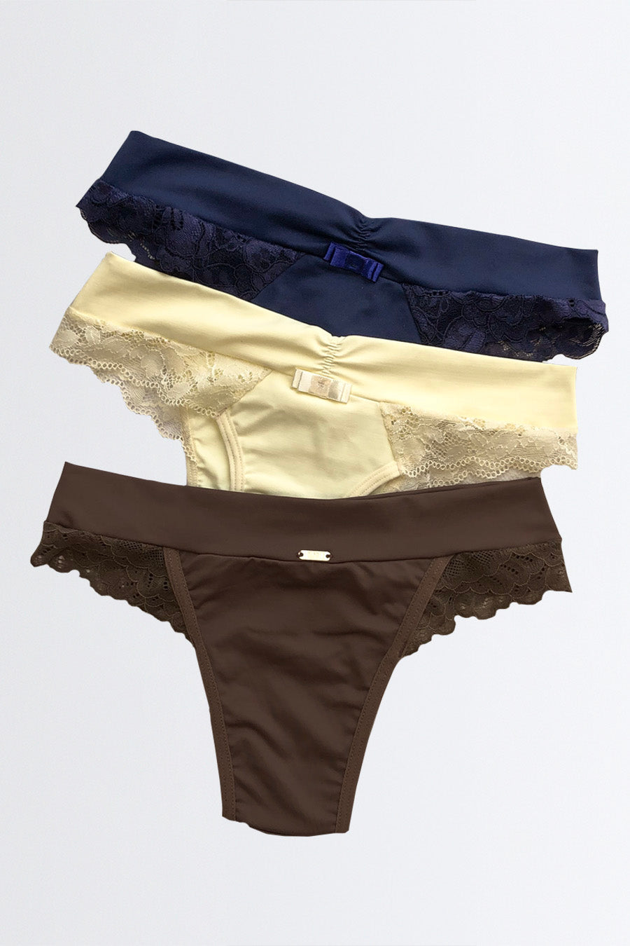 03423 - Kit 3 - Calcinha Biquíni com Detalhe de Renda