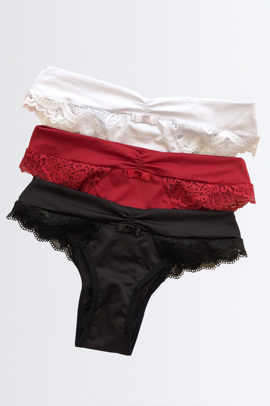 03423 - Kit 3 - Calcinha Biquíni com Detalhe de Renda