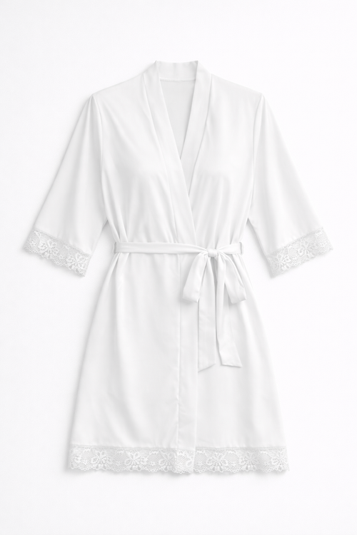 03438 – Robe com Renda Estreita na Manga e Barra em Malha Leve