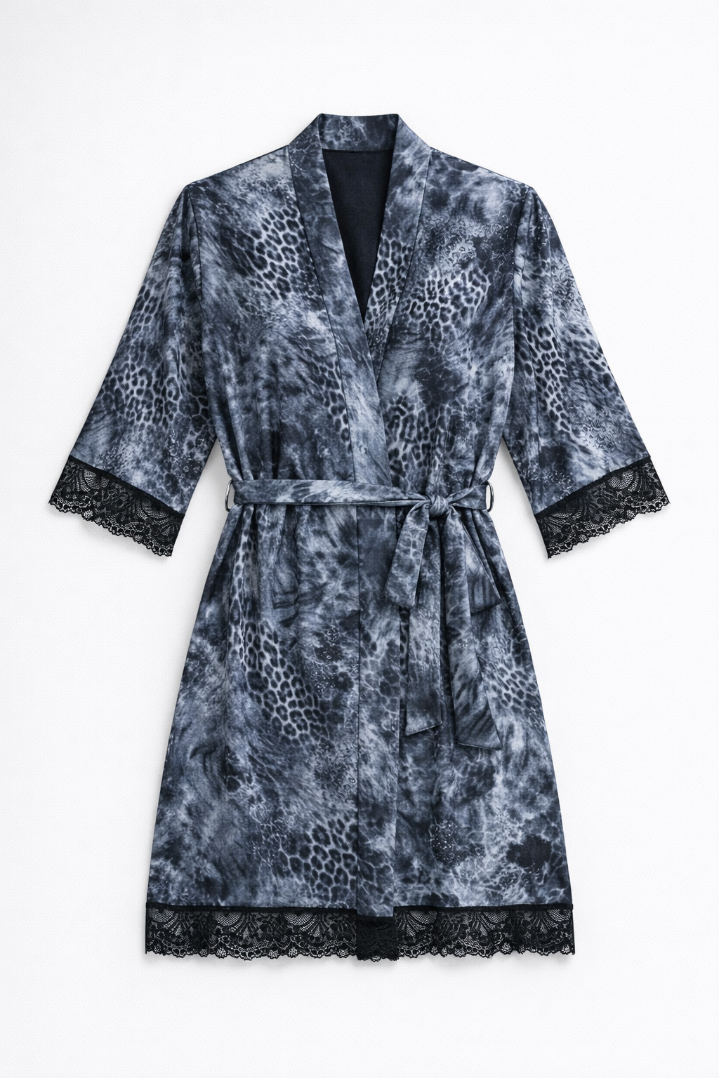 03438 – Robe com Renda Estreita na Manga e Barra em Malha Leve