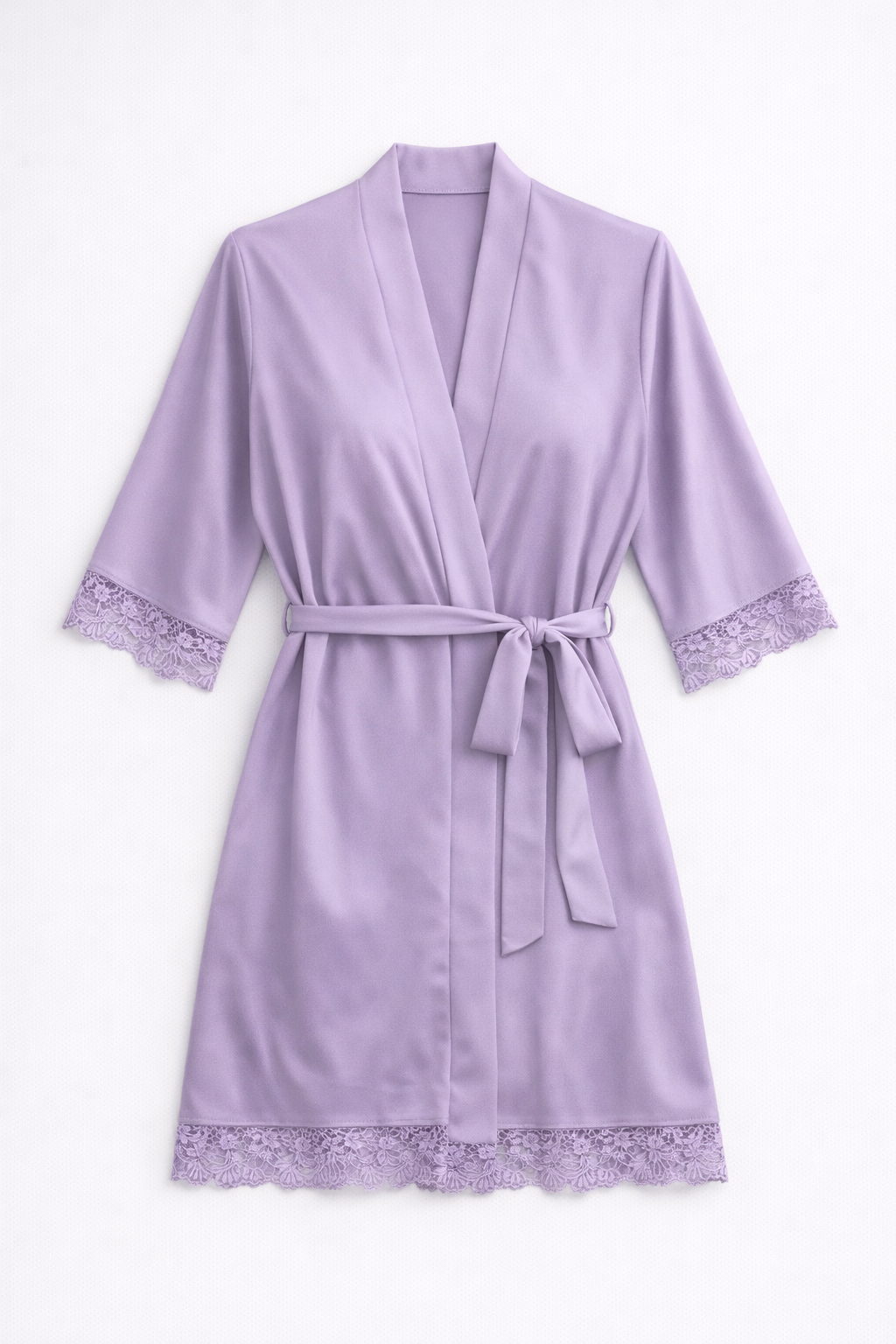 03438 – Robe com Renda Estreita na Manga e Barra em Malha Leve