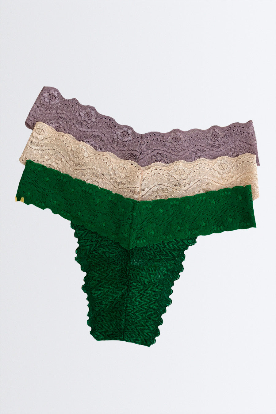 03855 - Kit 3 Calcinha de Renda com Renda Estreita no Cós