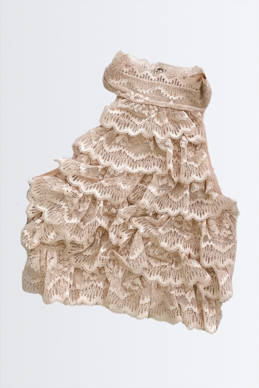 03877 - Cropped de Babados em Renda com Transparência Delicada