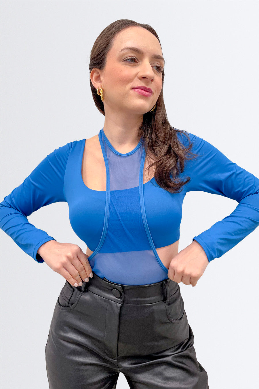 04128 - Body de Microfibra e Tule