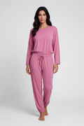 04136 – Pijama Longo de Viscolycra com Elástico na Blusa e Calça – Linha Noite