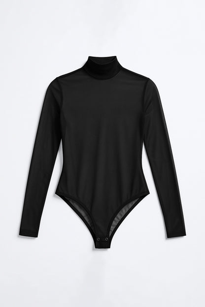 04210 - Body de Tule com Gola Alta
