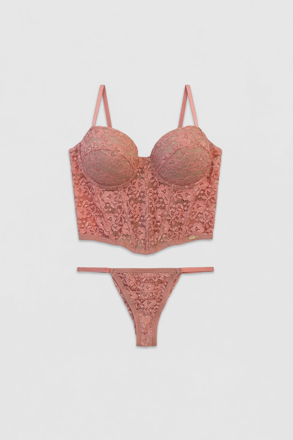 04211 - Corselet de Rendão com Calcinha Fio Duplo