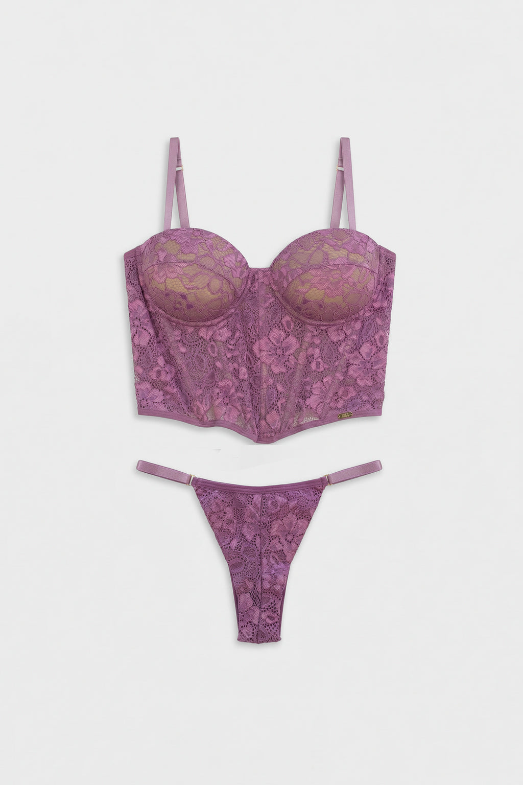 04211 - Corselet de Rendão com Calcinha Fio Duplo