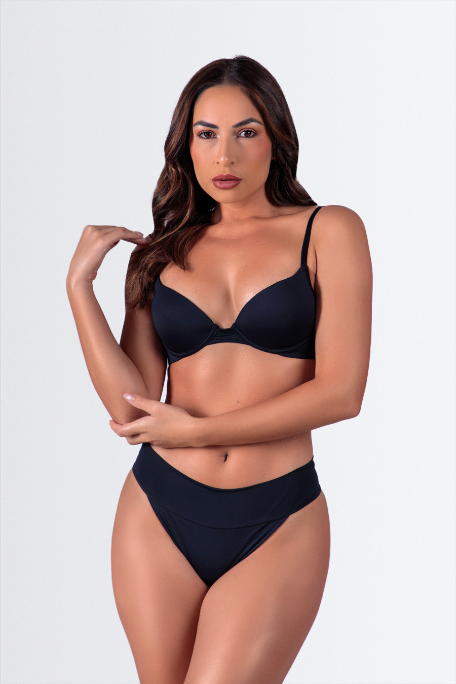 04256 - Trio Soutien de Microfibra Calcinha Fio e Calcinha Biquini