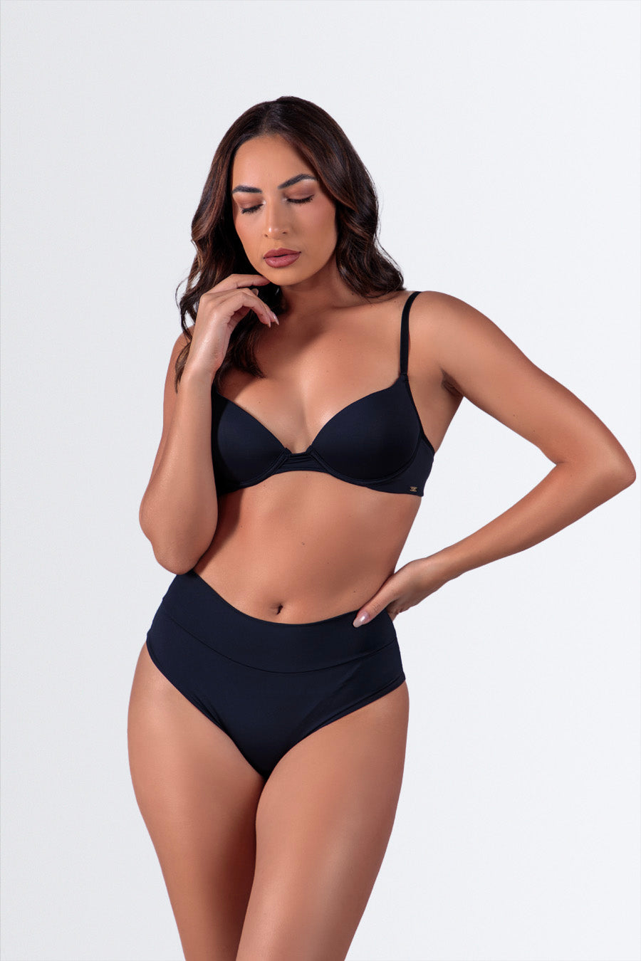 04256 - Trio Soutien de Microfibra Calcinha Fio e Calcinha Biquini