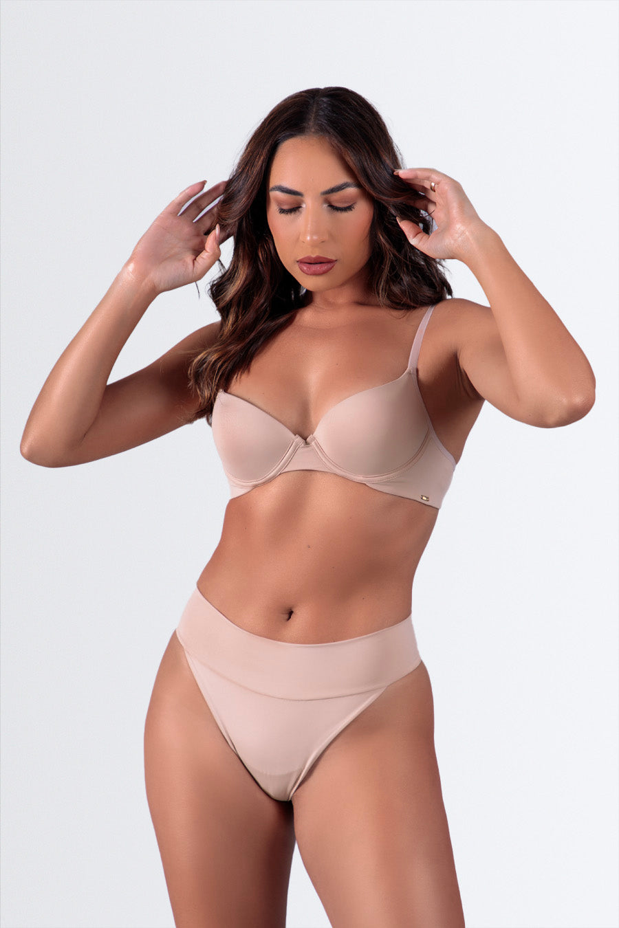 04256 - Trio Soutien de Microfibra Calcinha Fio e Calcinha Biquini