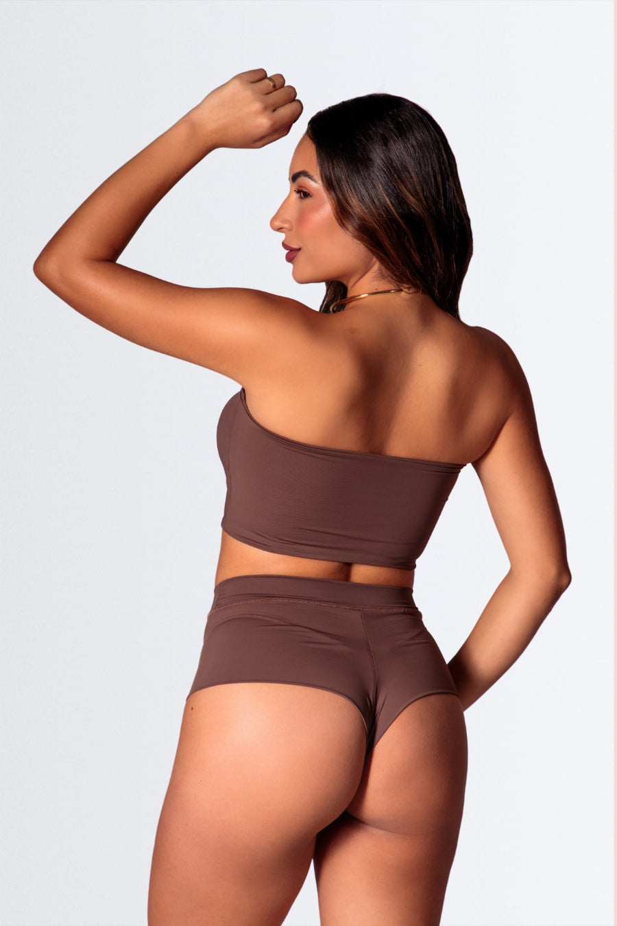 04269 - Conjunto Top Reto Sem Alça e Calcinha Pala com Lateral Dupla