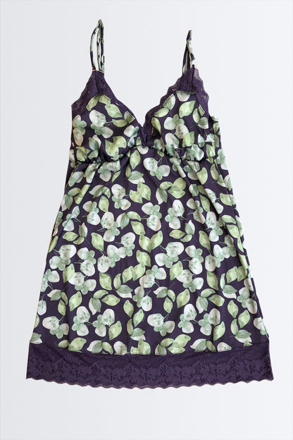 04276 - Camisola Curta sem Bojo Feita no Tecido Gloss Estampado com Decote e Barrado em Renda