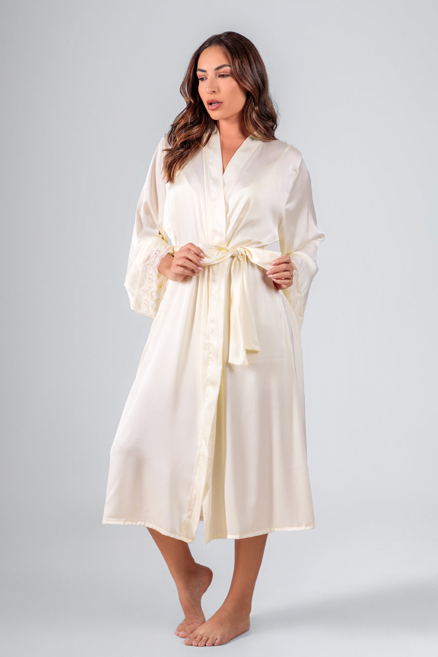 04279 - Hobby Midi no Tecido Gloss com Barrado da Manga em e Faixa para Cintura