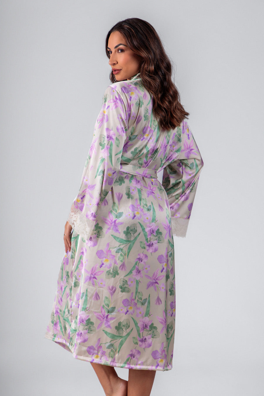 04279 - Hobby Midi no Tecido Gloss com Barrado da Manga em e Faixa para Cintura