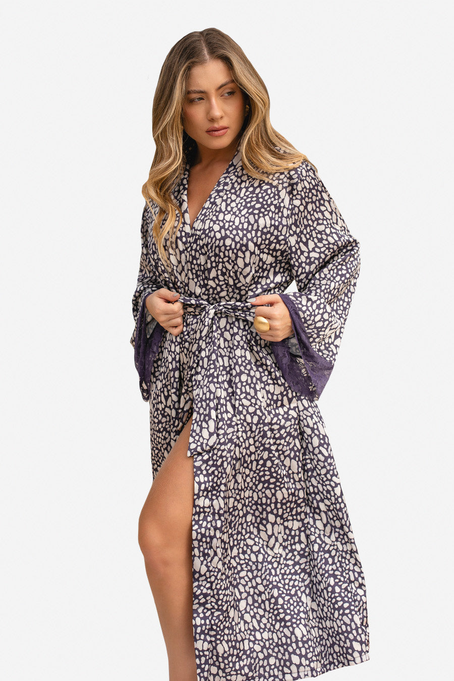 04279 - Hobby Midi no Tecido Gloss com Barrado da Manga em e Faixa para Cintura