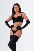 04287 - Conjunto com Bojo Meia Taça Drapeado em Tule e Base de Renda