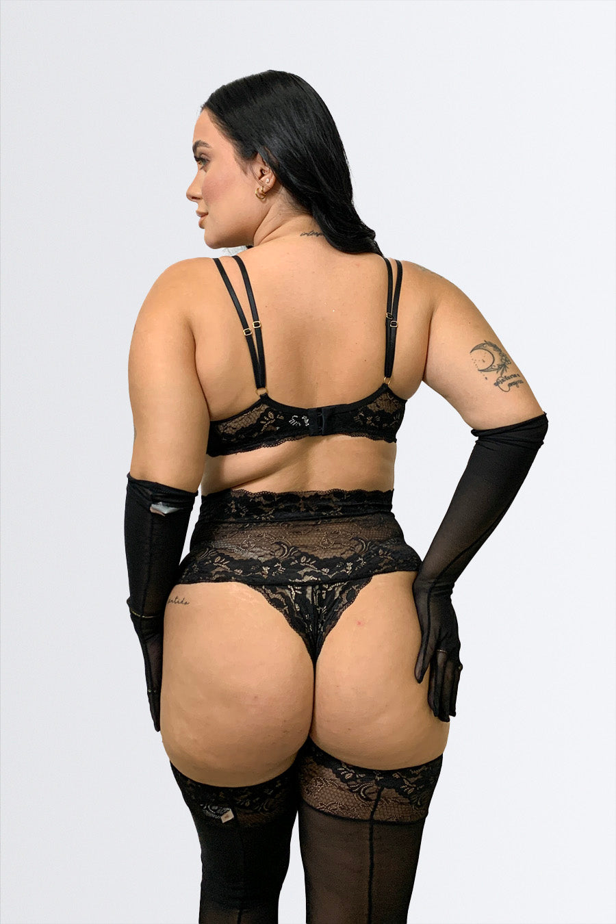 04289 - Conjunto Sexy sem Bojo e Aro Todo em Renda com Calcinha Alta