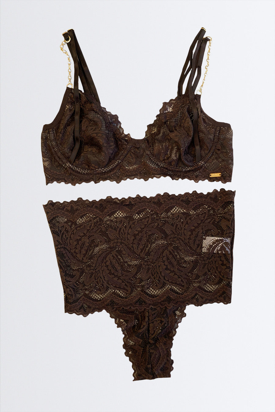 04289 - Conjunto Sexy sem Bojo e Aro Todo em Renda com Calcinha Alta