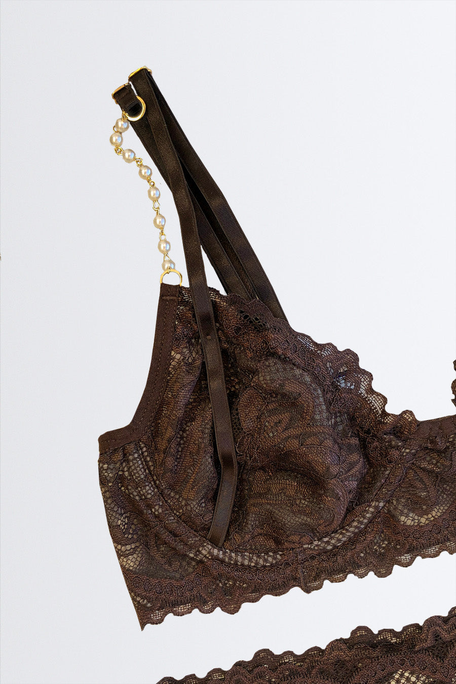 04289 - Conjunto Sexy sem Bojo e Aro Todo em Renda com Calcinha Alta