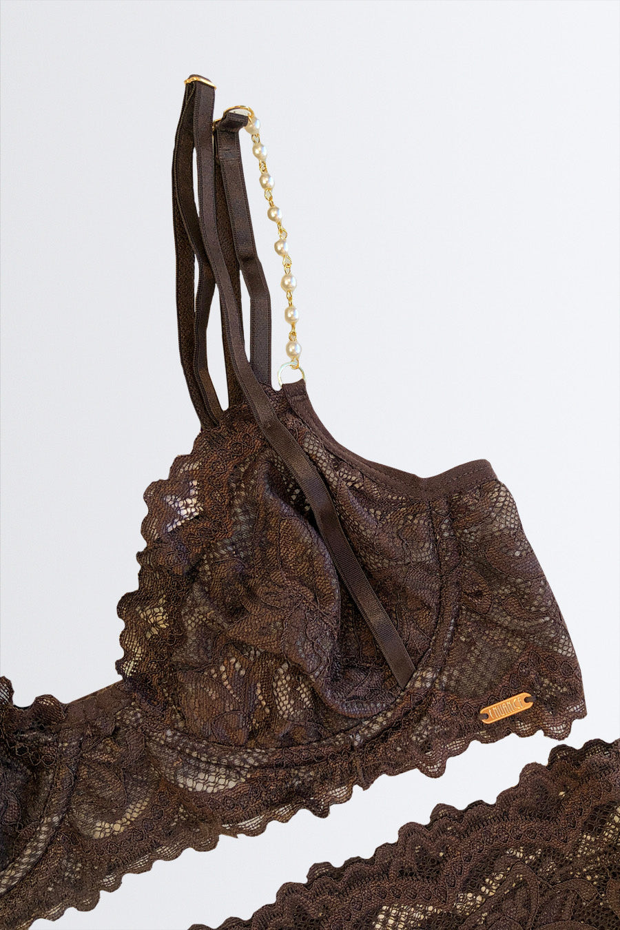 04289 - Conjunto Sexy sem Bojo e Aro Todo em Renda com Calcinha Alta