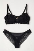 04326 - Conjunto Serena em Tule e Renda com Sutiã Meia Taça e Detalhes em Rolotê