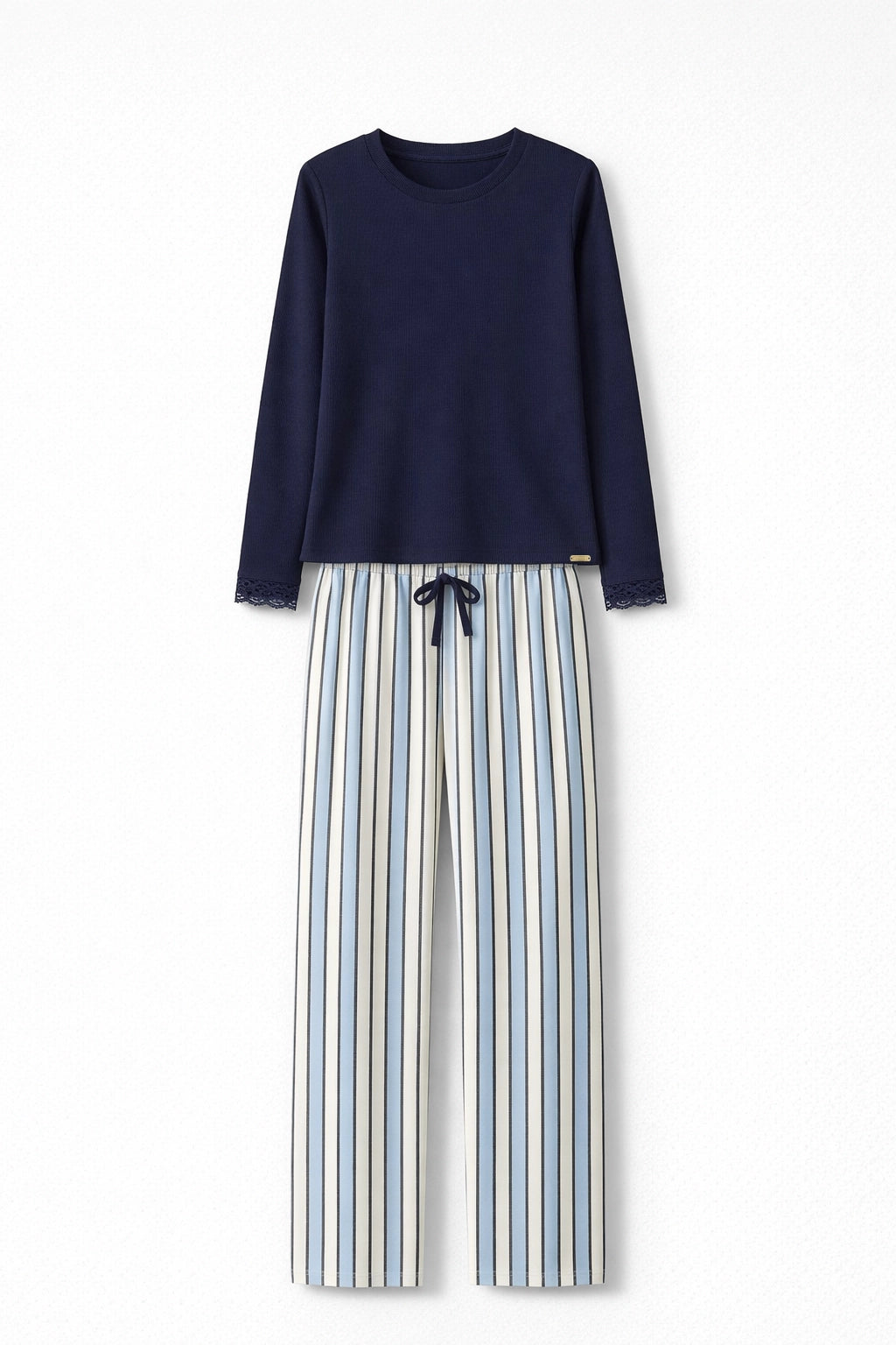 04386 – Pijama Afeto em Malha Canelada com Renda