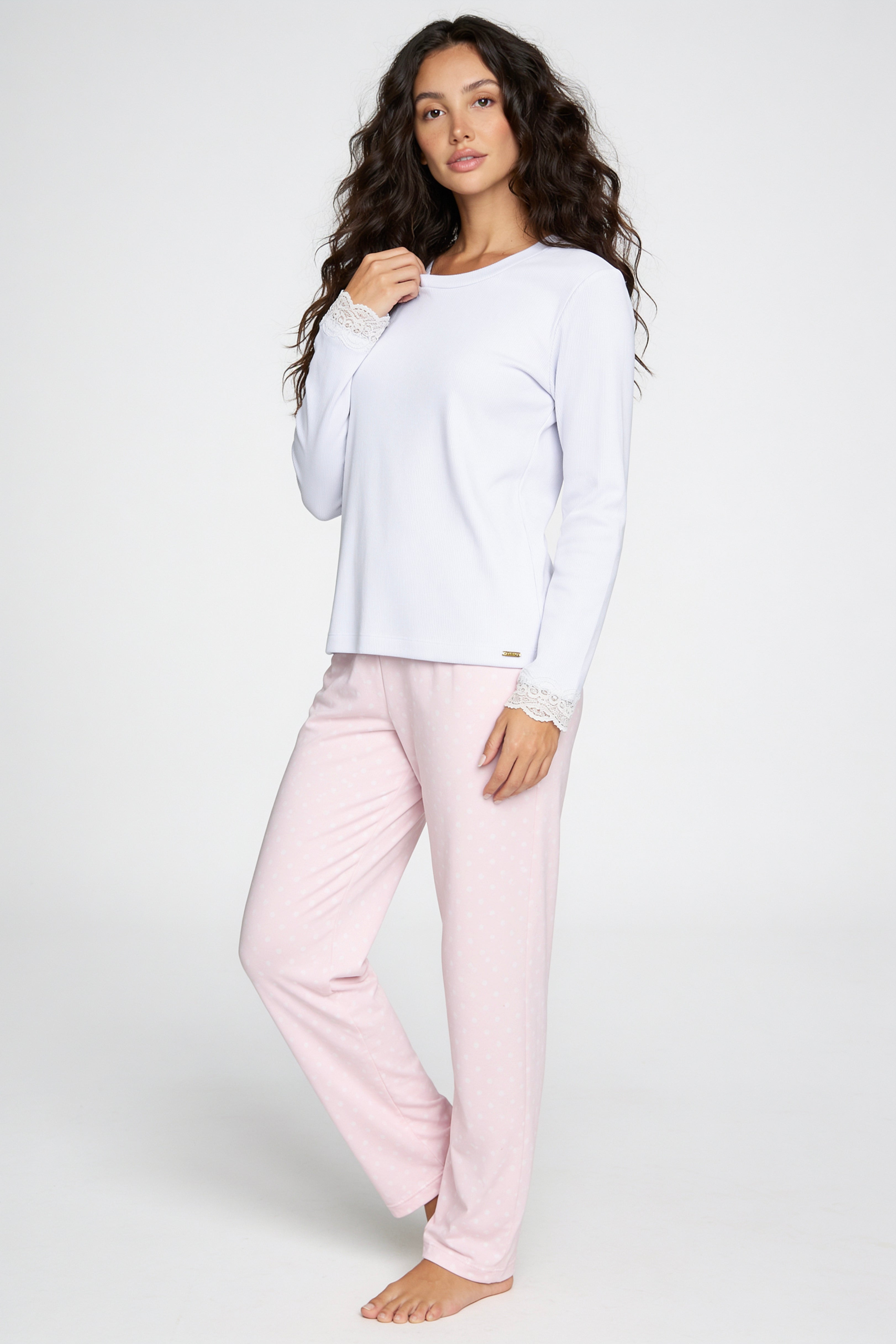 04386 – Pijama Afeto em Malha Canelada com Renda