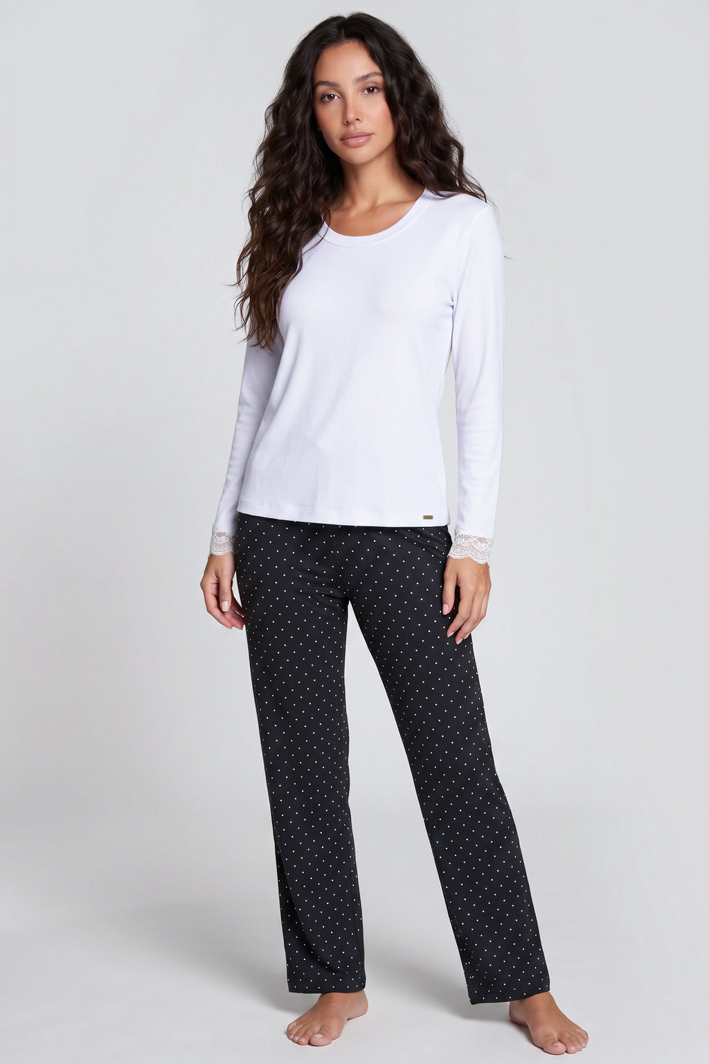 04386 – Pijama Afeto em Malha Canelada com Renda