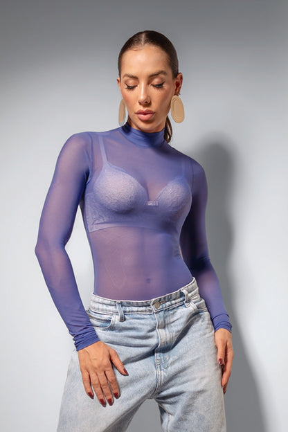 04210 - Body de Tule com Gola Alta
