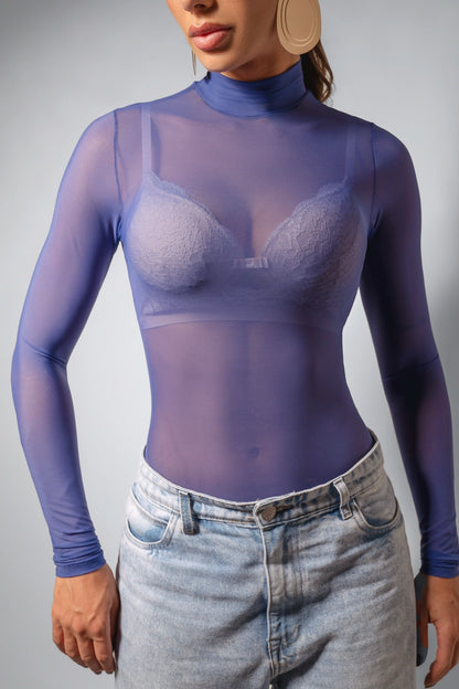 04210 - Body de Tule com Gola Alta