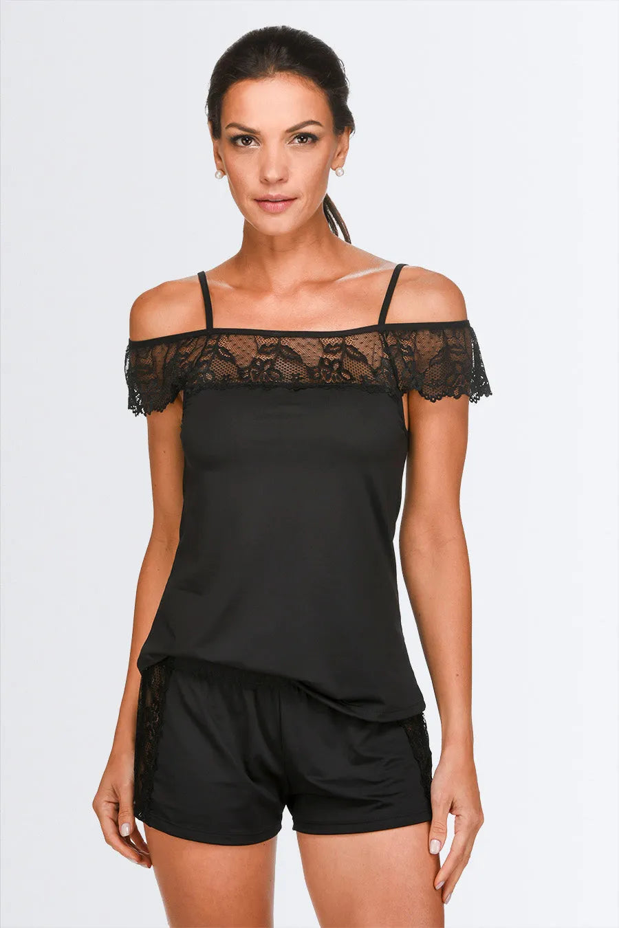 03460 - Short doll com mangas e renda - Nuance