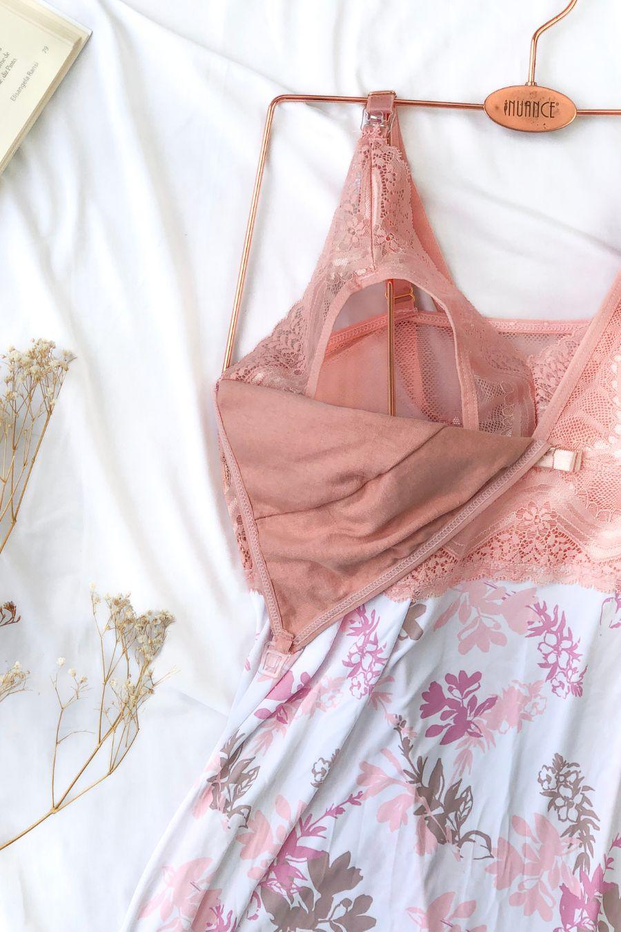 Camisola de Amamentação com Renda - Nuance