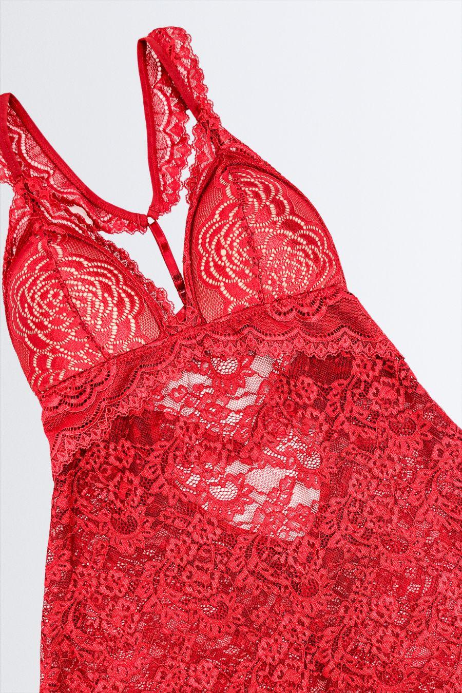 Camisola de Rendão + Calcinha Fio - Nuance