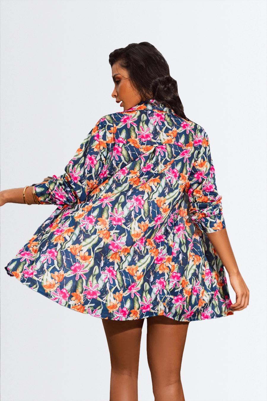 Chemise Estampada com Camisa de Manga Longa - Nuance