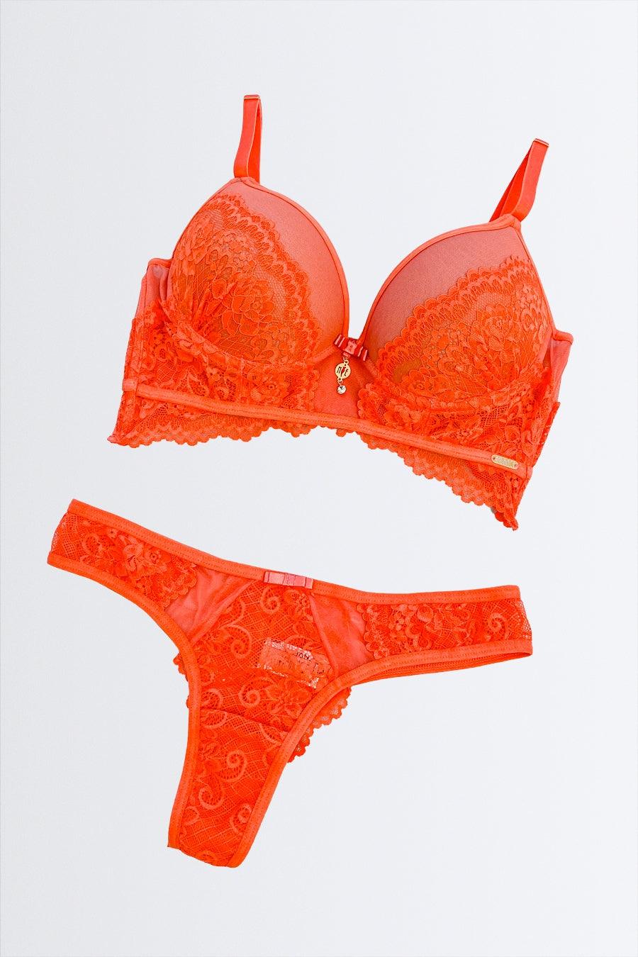 Conjunto Cropped com Bojo e Renda + Calcinha Fio com Recortes e Transparências - Nuance