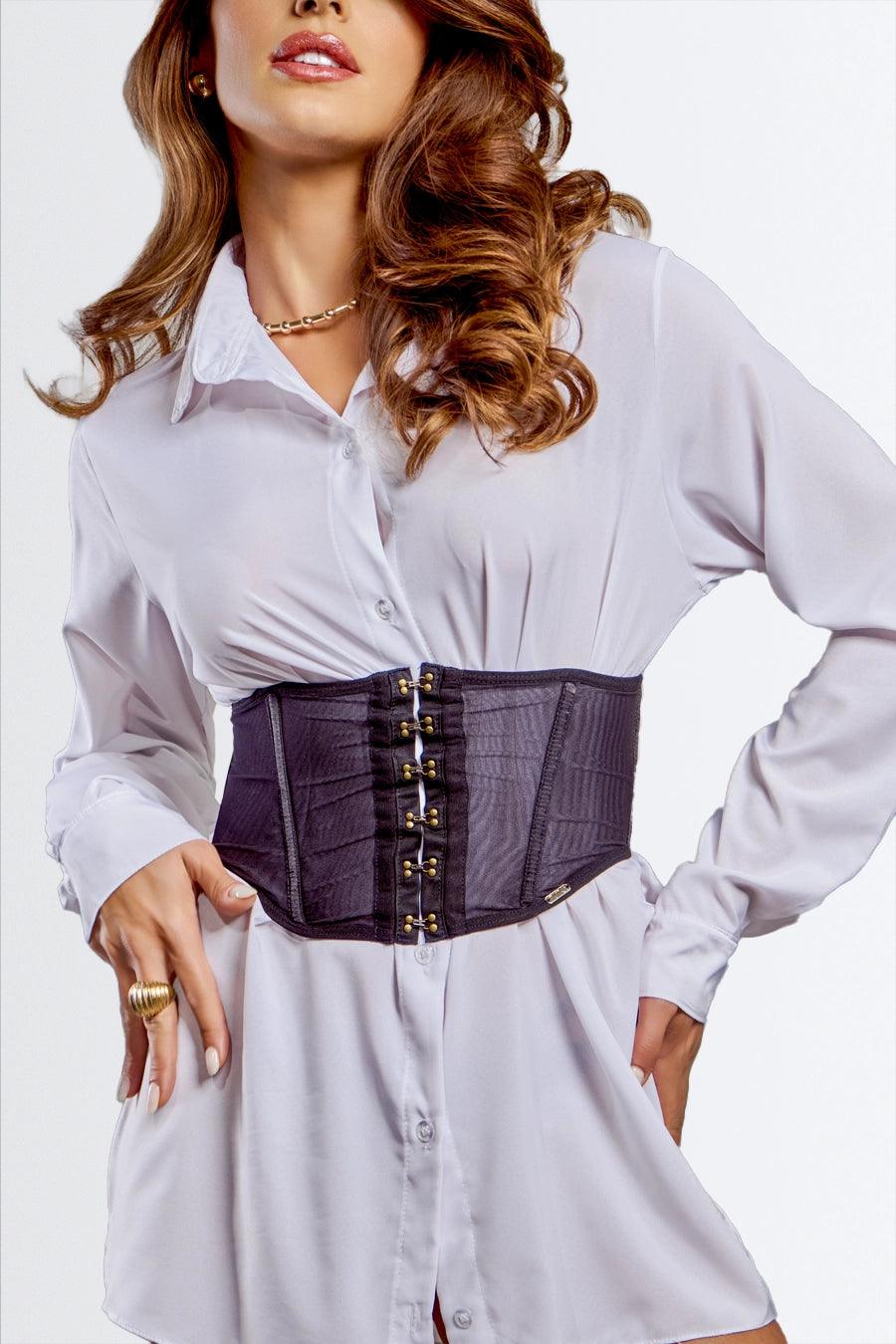 Corset com Fecho Frontal e Trançado nas Costas - Nuance