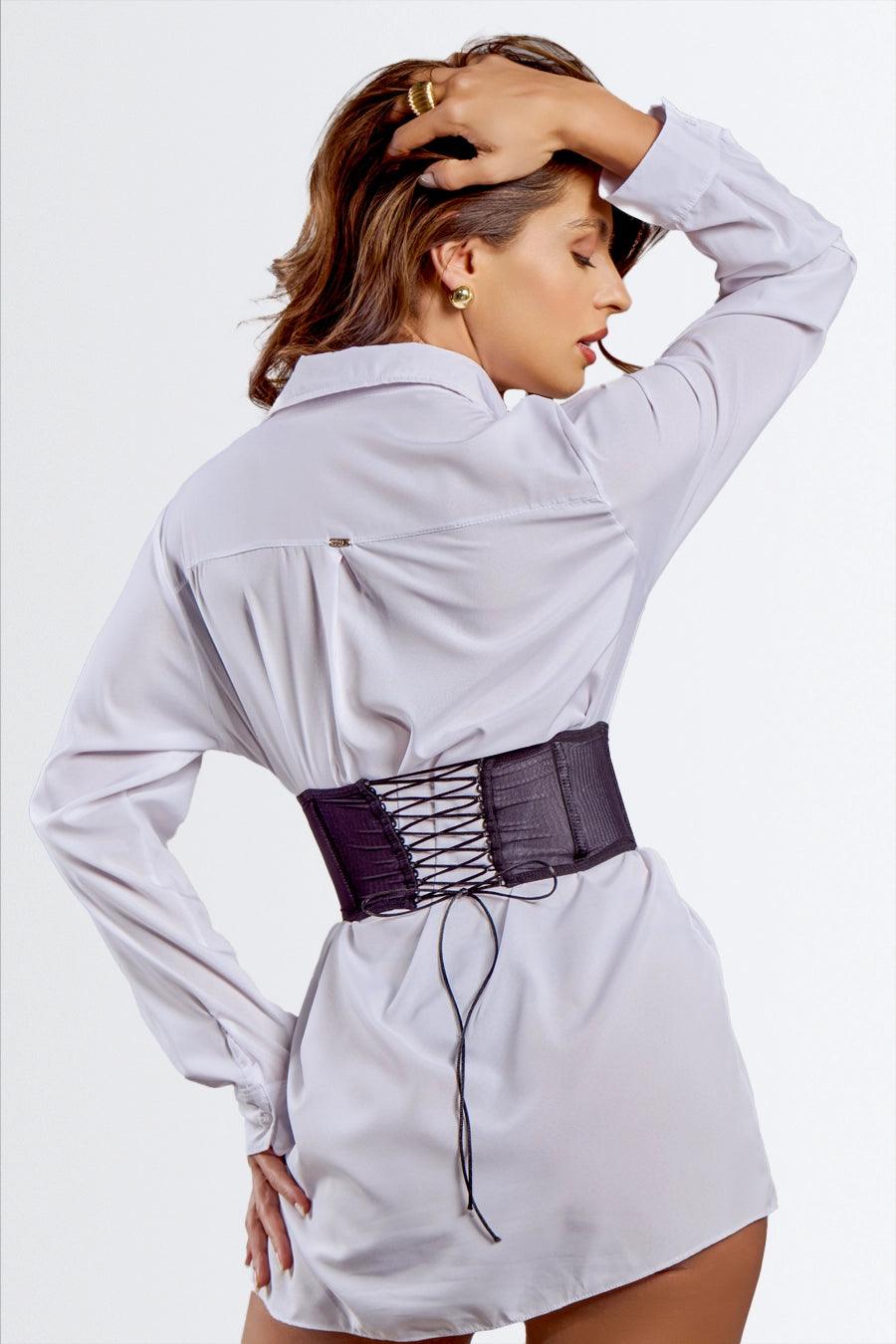 Corset com Fecho Frontal e Trançado nas Costas - Nuance