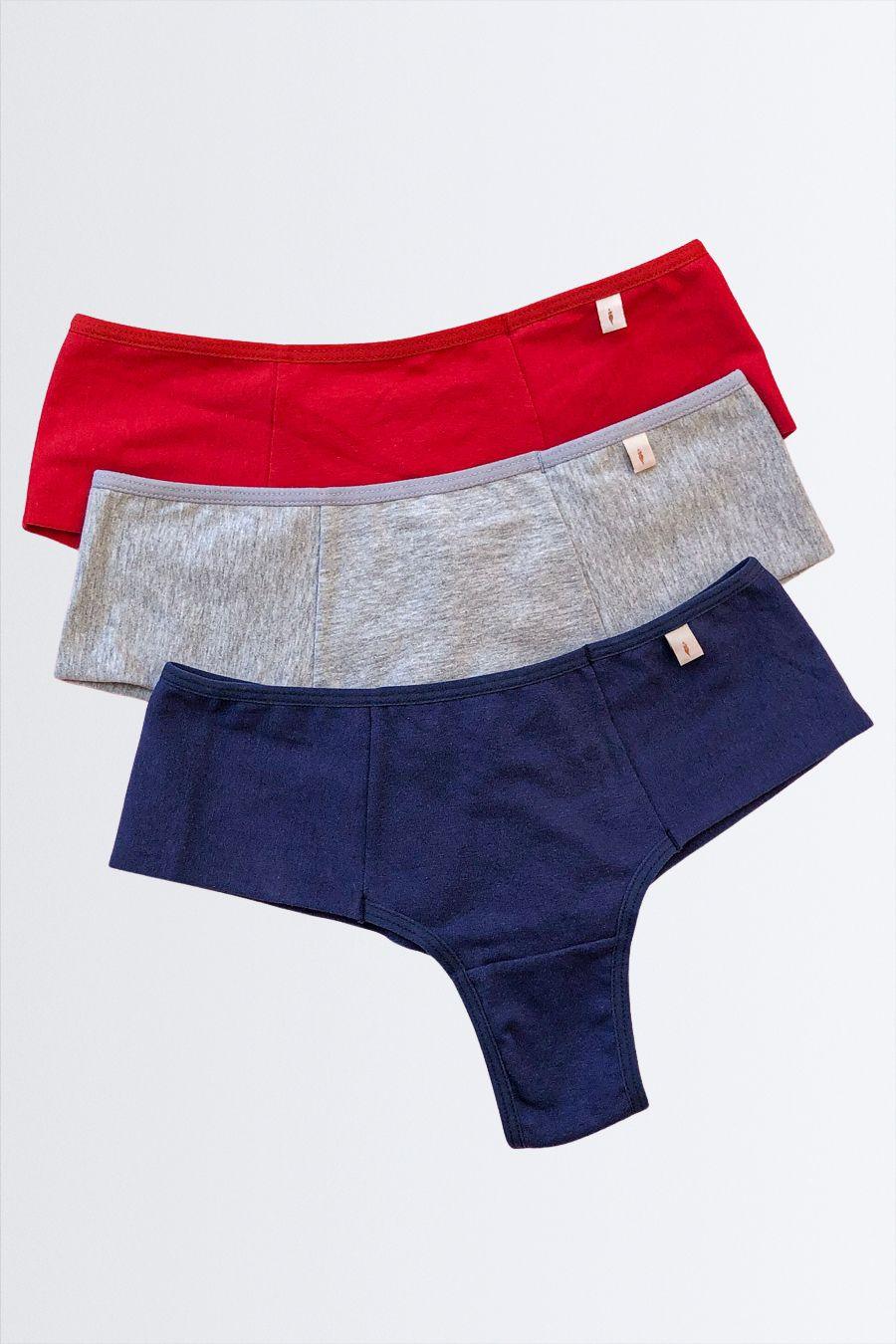 Kit 3 Calcinhas Fio de Cotton com Laterais Duplas - Nuance