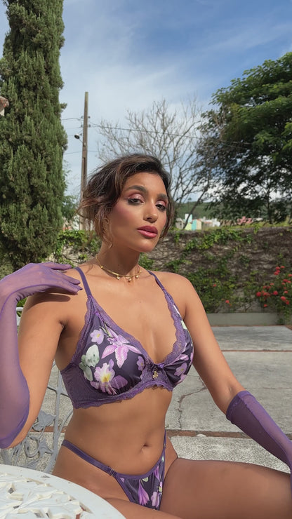 04290 - Conjunto sem Bojo Franzido e Renda e Gloss Acetinado